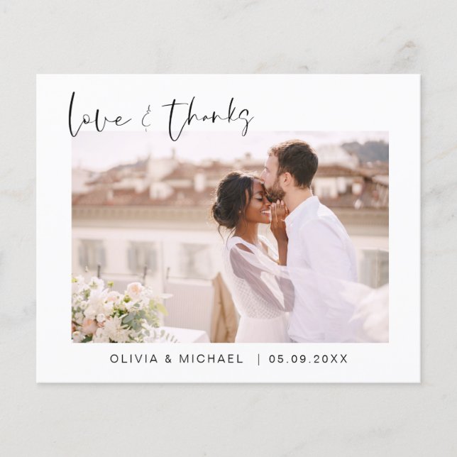 Elegant Script Photo Wedding Thank You Card Flyer (Front)
