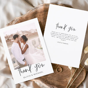 Elegant Script Photo Wedding Thank You Card Flyer