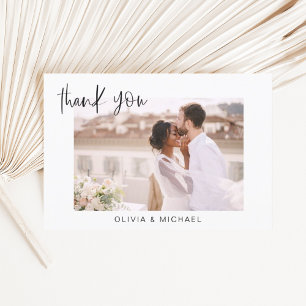 Elegant Script Photo Wedding Thank You Card Flyer
