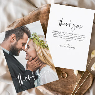 Elegant Script Photo Wedding Thank You Card Flyer