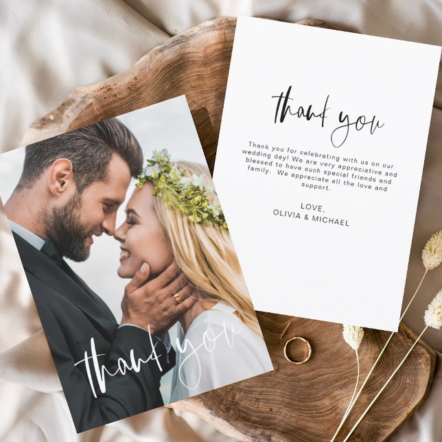 Elegant Script Photo Wedding Thank You Card Flyer (Creator Uploaded)