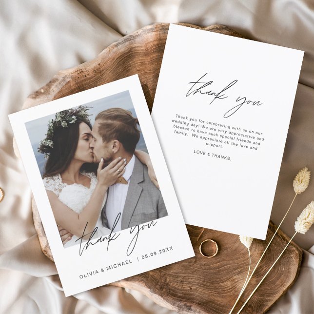 Elegant Script Photo Wedding Thank You Card Flyer (Creator Uploaded)