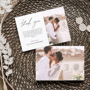 Elegant Script Photo Wedding Thank You Card Flyer