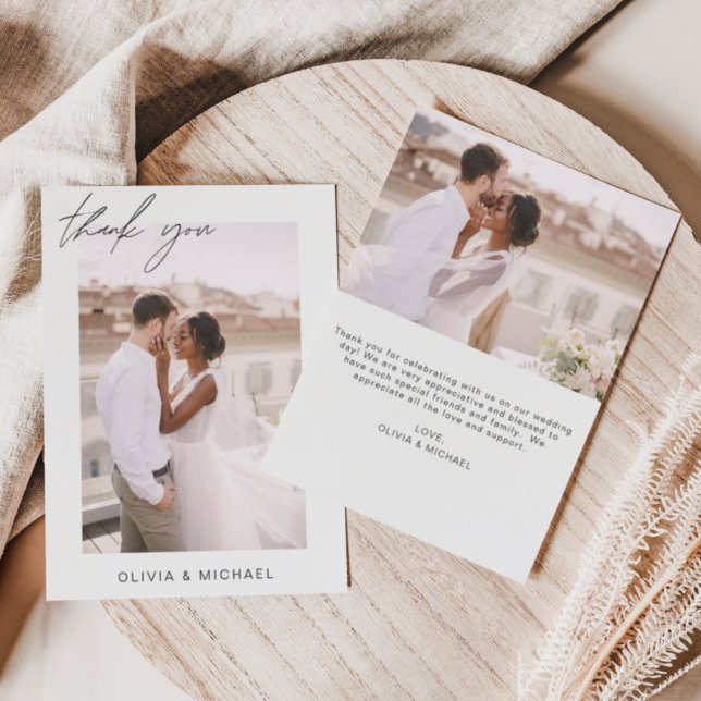 Elegant Script Photo Wedding Thank You Card Flyer (Creator Uploaded)