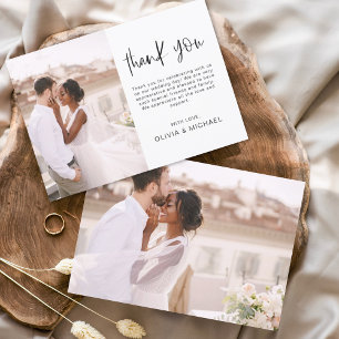 Elegant Script Photo Wedding Thank You Card Flyer
