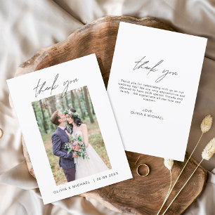 Elegant Script Photo Wedding Thank You Card Flyer