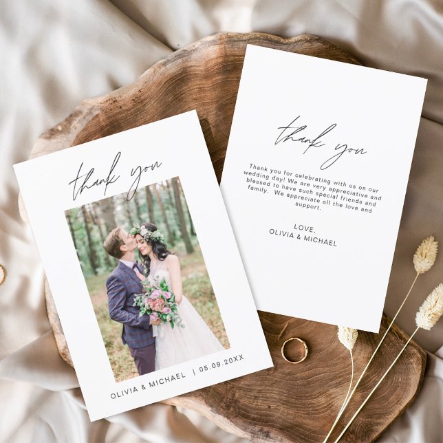 Elegant Script Photo Wedding Thank You Card Flyer (Creator Uploaded)