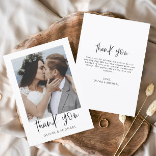 Elegant Script Photo Wedding Thank You Card Flyer
