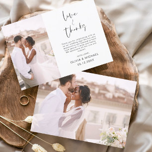 Elegant Script Photo Wedding Thank You Card Flyer