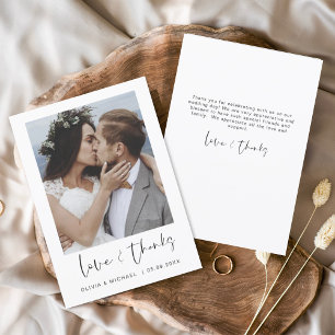 Elegant Script Photo Wedding Thank You Card Flyer