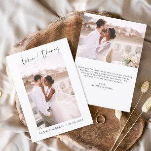 Elegant Script Photo Wedding Thank You Card Flyer