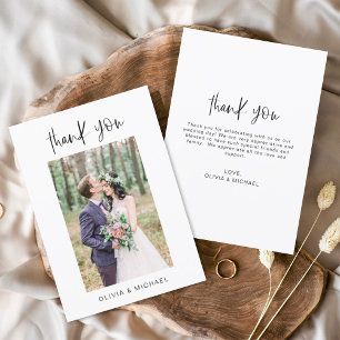 Elegant Script Photo Wedding Thank You Card Flyer