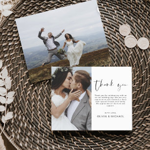 Elegant Script Photo Wedding Thank You Card Flyer