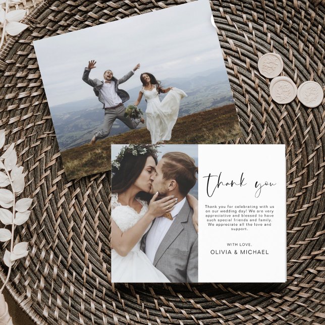 Elegant Script Photo Wedding Thank You Card Flyer (Creator Uploaded)