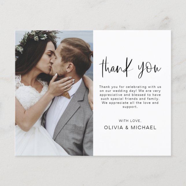 Elegant Script Photo Wedding Thank You Card Flyer (Front)