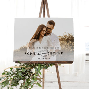 Elegant Script Photo Wedding Welcome Foam Board
