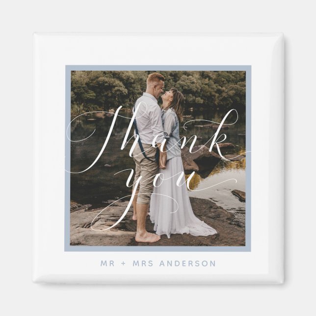 Elegant Script Photo WeddingThank You Magnet (Front)