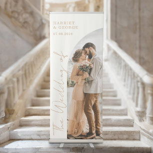 Elegant Script Photo Welcome Wedding Retractable Banner