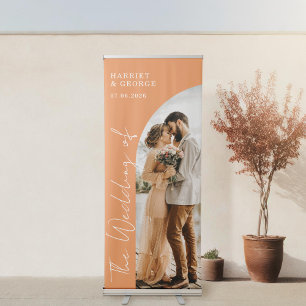 Elegant Script Photo Welcome Wedding Retractable Banner