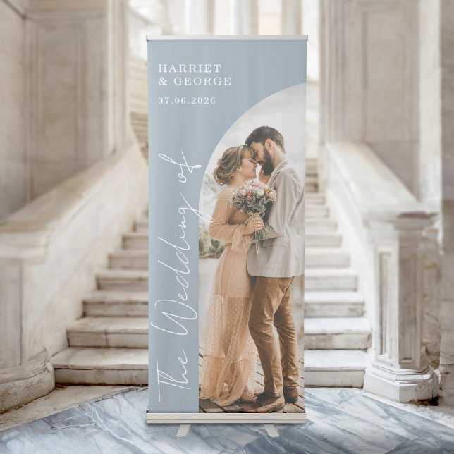 Elegant Script Photo Welcome Wedding Retractable Banner (Creator Uploaded)