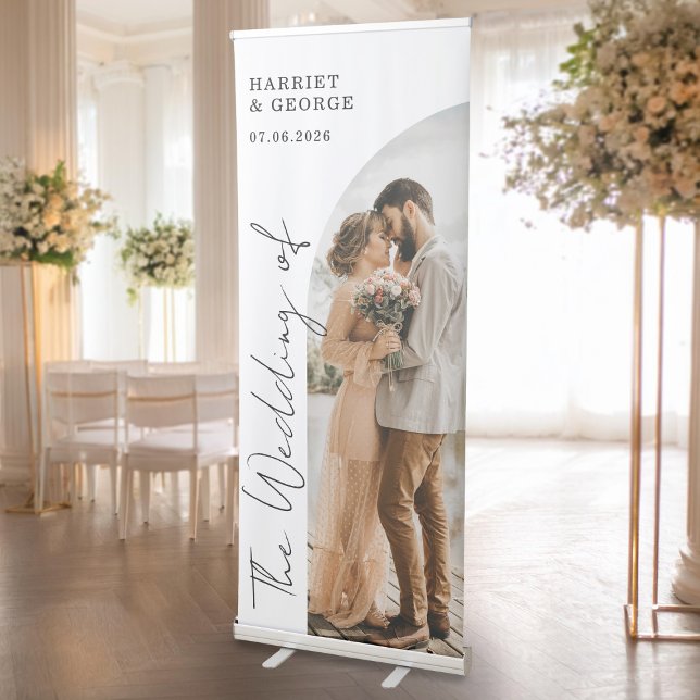 Elegant Script Photo Welcome Wedding Retractable Banner (Creator Uploaded)