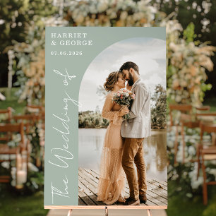 Elegant Script Photo Welcome Wedding Sign