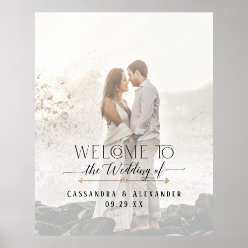 Elegant Script Photograph Welcome to our Wedding P Poster