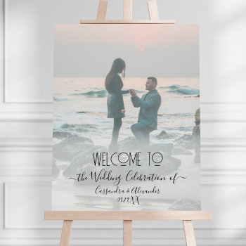 Elegant Script Photograph Welcome To Our Wedding Poster by PatternsModerne at Zazzle
