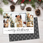 Elegant Script Pic Collage Christmas Holiday Card<br><div class="desc">Elegant Calligraphy Simple Black, Gray and White 5 Photo Collage Merry Christmas Script Holiday Card. This festive, minimalist, five (5) photo holiday card features a grid photo collage and says „Merry Christmas”! The „Merry Christmas” greeting text is written in a beautiful hand lettered swirly swash-tail font type. On the reverse...</div>