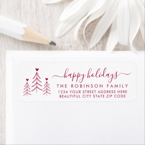 Elegant Script Pine Christmas Return Address Label