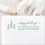Elegant Script Pine Christmas Return Address Label<br><div class="desc">Elegant,  Modern Green and White Hand Lettered Christmas Family Return Address Labels. Featuring a pretty hand-written script with saying "merry christmas" in swash-tail font,  pine trees dodle with little hearts. Great for Christmas holiday season,  easy to personalize them with your names and return address info.</div>