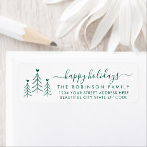 Elegant Script Pine Christmas Return Address Label