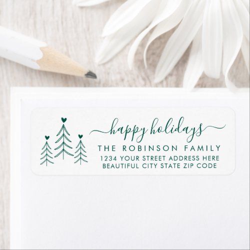 Elegant Script Pine Christmas Return Address Label