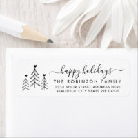 Elegant Script Pine Christmas Return Address Label