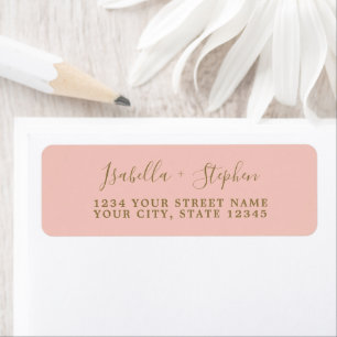 Elegant Script Pink and Gold Return Address Label