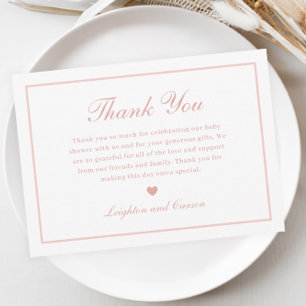 Elegant Script Pink Baby Shower Thank You Card