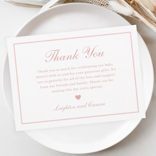 Elegant Script Pink Baby Shower Thank You Card