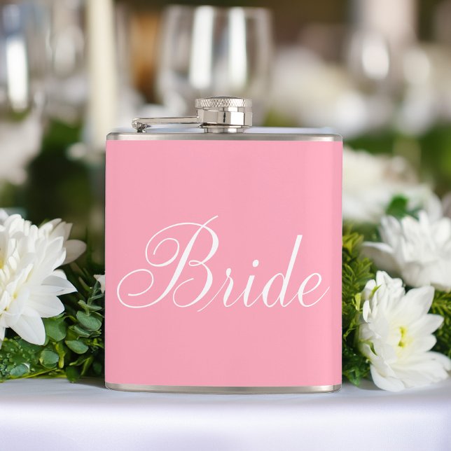 Elegant Script Pink Bride Flask (Creator Uploaded)