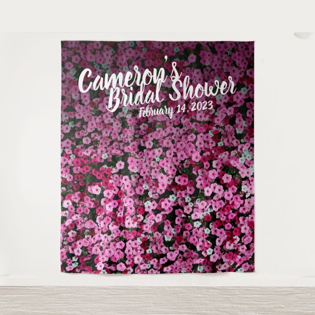 Elegant Script Pink Floral Bridal Shower Backdrop (Front)