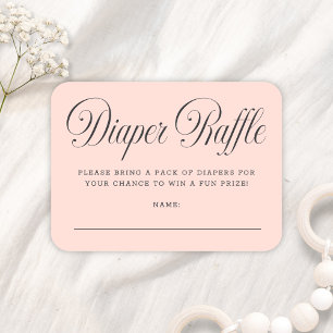 Elegant Script Pink Girl Baby Shower Diaper Raffle Enclosure Card