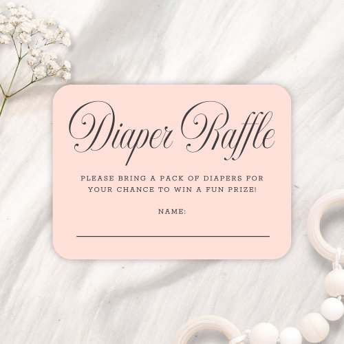 Elegant Script Pink Girl Baby Shower Diaper Raffle