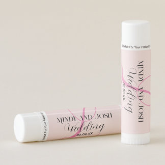 Elegant Script Pink Initial Wedding Lip Balm