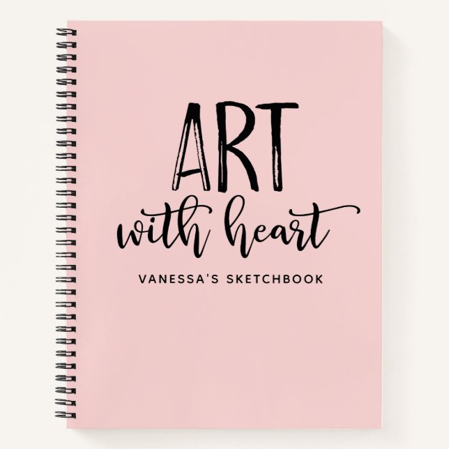 Elegant Script Pink Monogram Artist Sketchbook Notebook (Front)