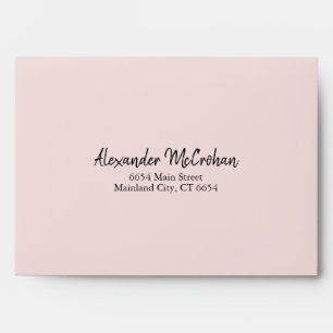 Elegant Script Pink Return Address Mailing Envelope