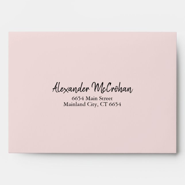 Elegant Script Pink Return Address Mailing Envelope (Front)