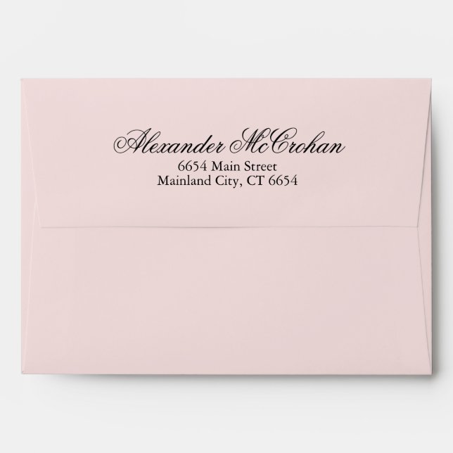 Elegant Script Pink Return Address Mailing Envelope (Back (Top Flap))