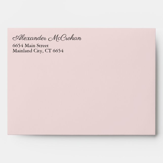 Elegant Script Pink Return Address Mailing Envelope (Front)