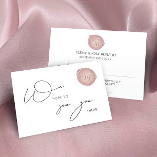 Elegant Script Pink Wax Stamp Corporate Dinner RSVP Card