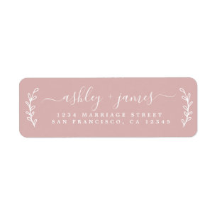Elegant Script Pink Wedding Return Address Label