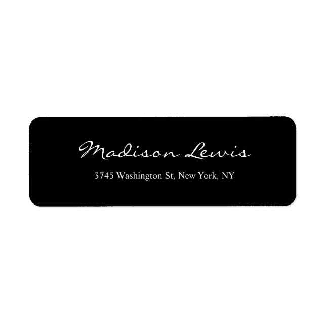 Elegant Script Plain Black Legible Handwrite Text Label (Front)